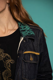 Turquoise Vortex  Embellished Denim Jacket