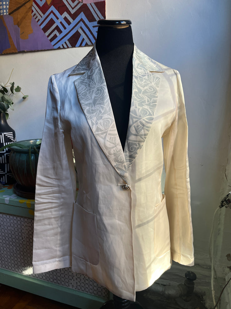 Pearl Essence Hand-printed Silk Blazer
