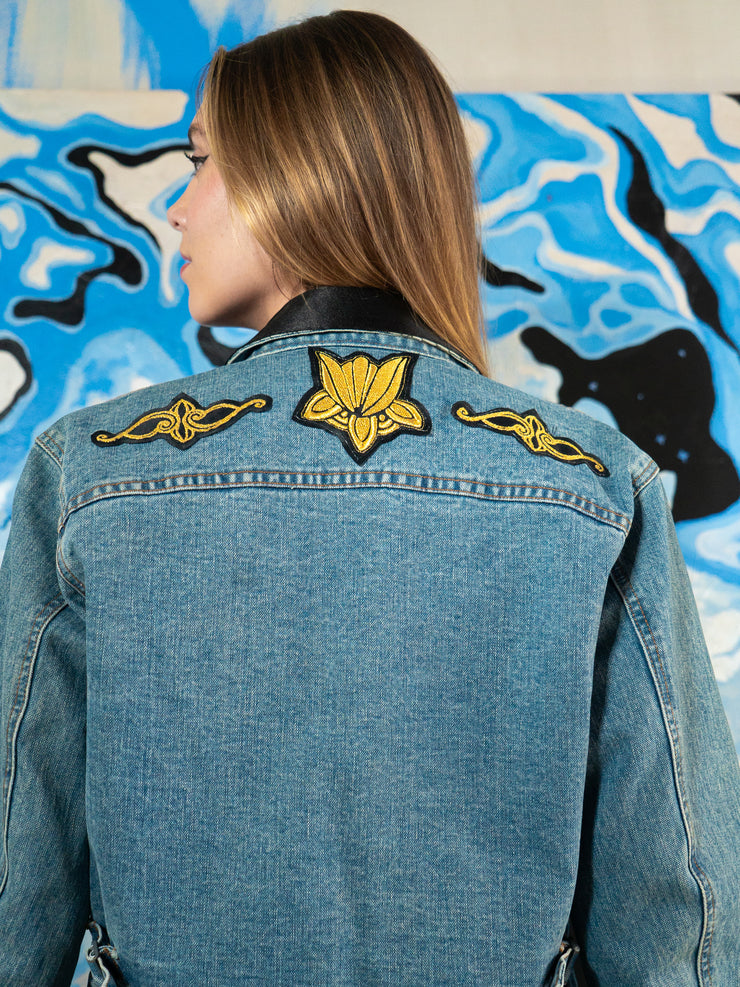 Athena x Lotus Embroidered & Satin-Lined Denim Jacket
