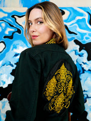 Moonbeam Handpainted and Embroidered Black Jacket