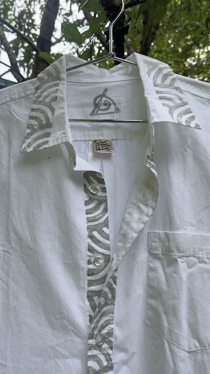 Moonbeam Button Up - White & Silver Longsleeve