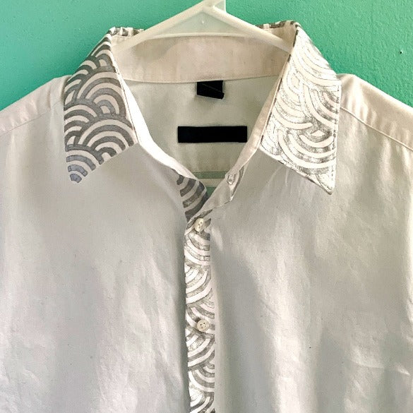 Moonbeam Hand-painted Genderless Vintage Dress Shirt